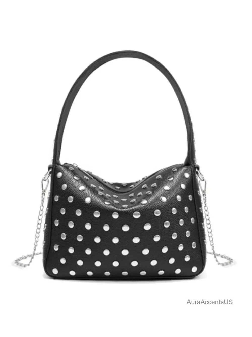 Vegan Leather Hobo Bag for Women Studded Shoulder Tote Purse